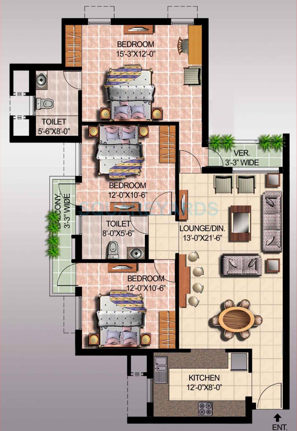 Ansal API Sushant Megapolis Fairway Apartments I — floor plan 6