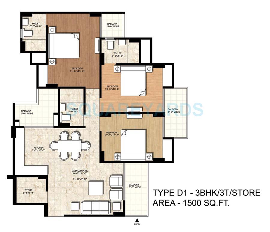 Rajput New Rajneegandha Greens — floor plan 3